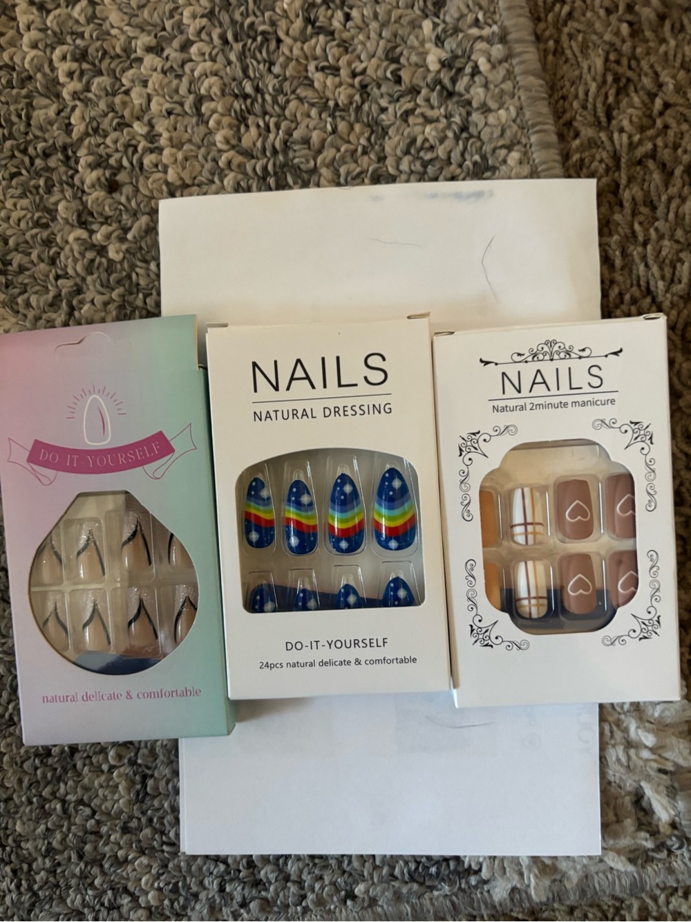 NAILS Natural Dressing Blue Rainbow Press-On Nails - Do-It-Yourself Set